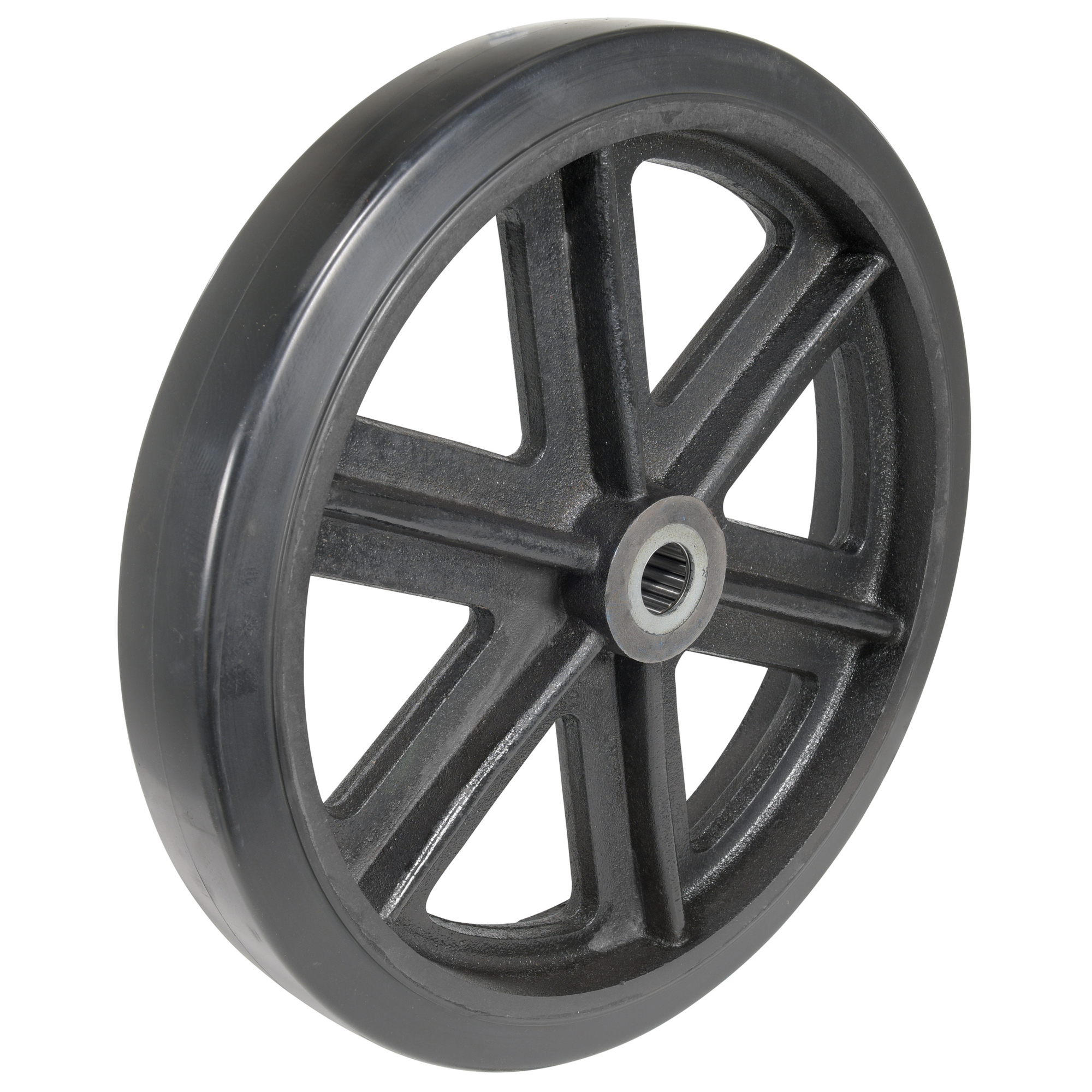 Vestil Mold-On Rubber Wheel - 18in. x 3in., Zinc Plated, Black, Model# WHL-MR-18X3